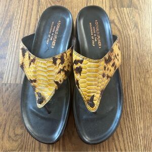 FINAL SALE Donald J. Pliner Yellow Snakeskin Slide Sandals, size 9